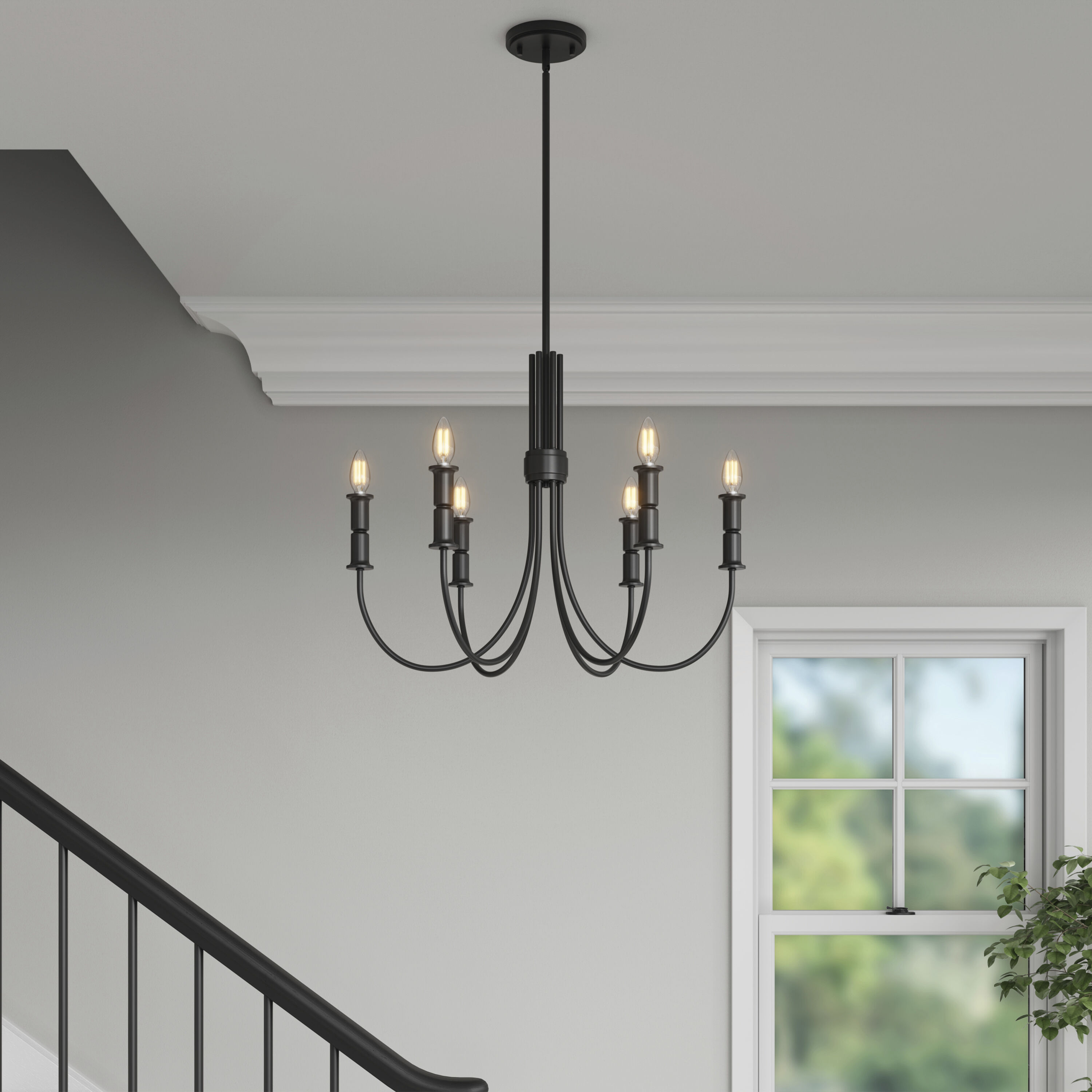 Potiss 6 Light 26 inch Matte Black Chandelier Ceiling Light